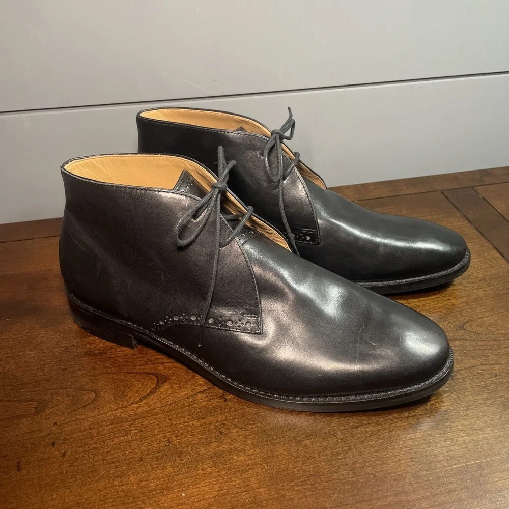 Cole Haan Graydon Chukka Boots Men 7.5  M Black Leather Lace Up 9.5 women NWOB